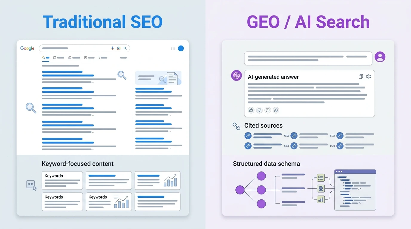 Traditional SEO vs Generative Engine Optimisation (GEO) for Recruitment Leads