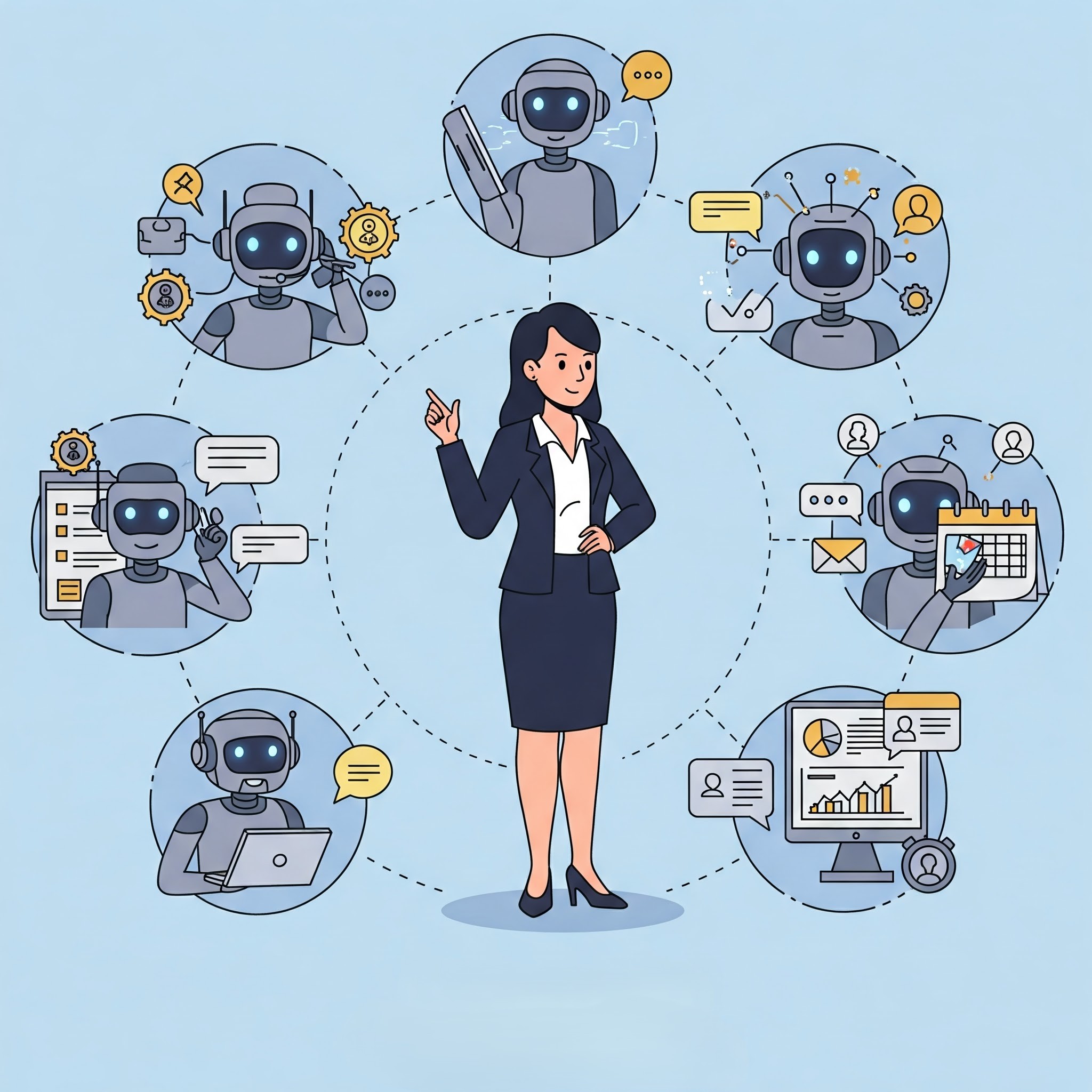 AI Generated Leads 2 Human surrounded by ai bots